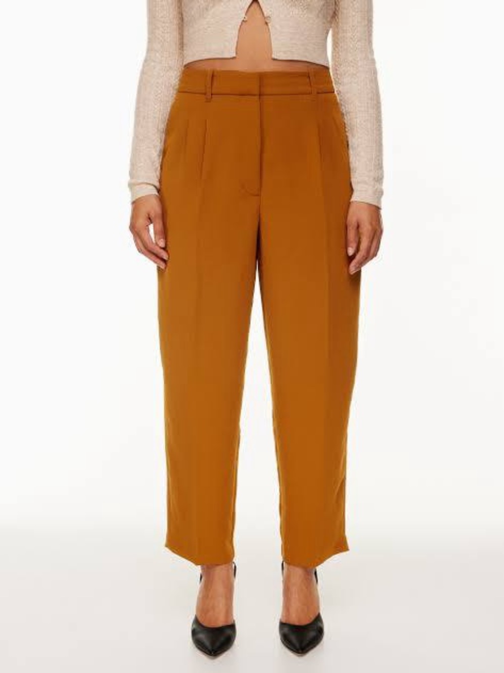 Aritzia 6 High Rise Pleated Relaxed Tapered Fall Crepette Low Wrinkle Washable